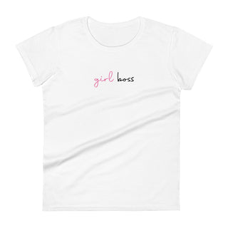 Girl Boss Pink- Women's short sleeve t-shirt White